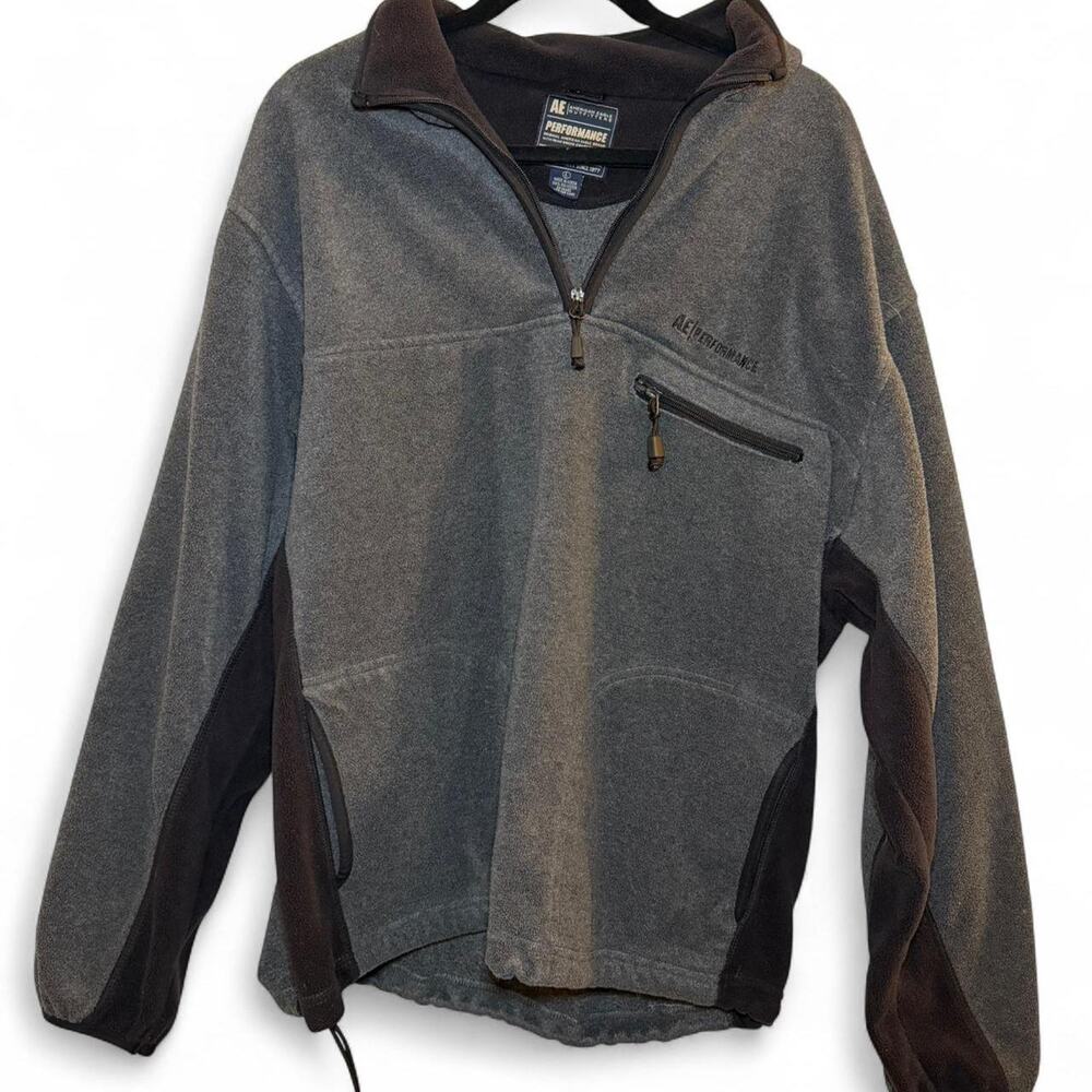 American Eagle Fleece Pullover Gray Large Gorpcore Hiking Outdoor Quarter Zip